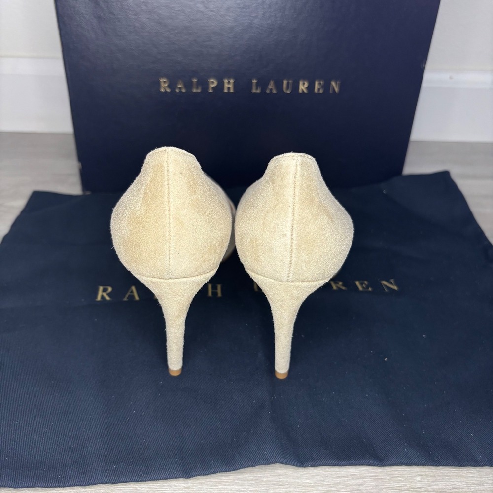 Ralph Lauren Purple Label Armissa Beige Tan Kidsuede Pumps US 7.5 EU 37.5 B NIB - Picture 8 of 11